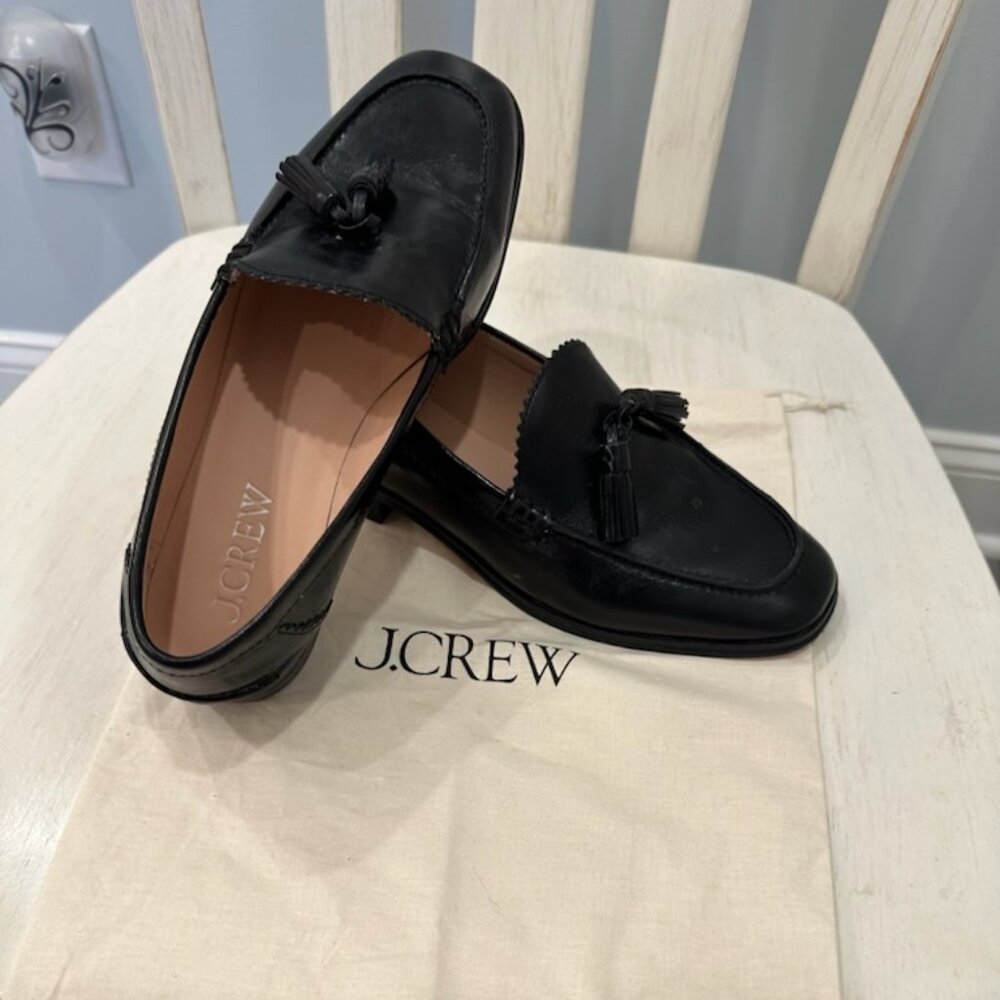 Black J Crew "Maison" Tassels loafers, Womens 8